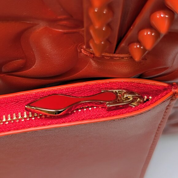 Christian Louboutin Orange Red Hall Logo-Embossed Leather Cabata Tote Bag - Picture 11 of 15